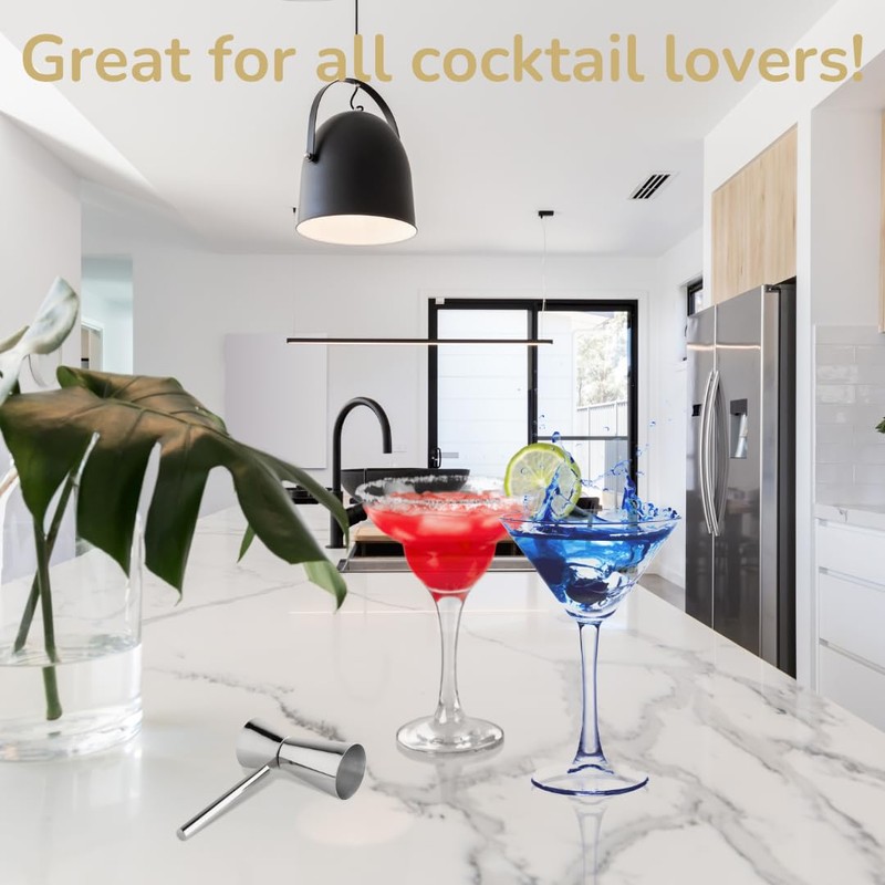 Silver Stainless Steel Cocktail Double Jigger - Professional Bartender Tool,