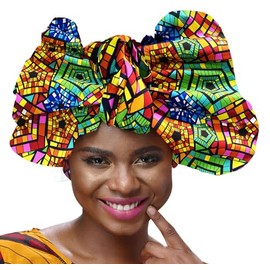 SHENBOLEN African Traditional Wax Print Head wrap Headwrap Scarf Tie,One Size (71in*21in, Z8)