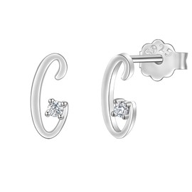 ENGSWA Women's Earrings Letter A-Z with Crystal 925 Silver Jewellery Original Gift for Women Mother Mum Grandma Girls Wife Girlfriend, Silver