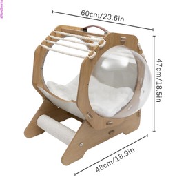 Cat Bed Capsule, Pet Product Bed Warm and Cozy MDF Cat Furniture C Capsule Spaceship Cat House, Large Transparent Capsule Indoor Cat House for Kittens and Small Pets