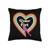 Cool Roller Skating Skate Girl Rainbow Heart Throw Pillow
