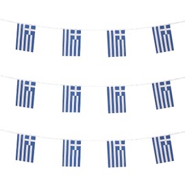 ZXvZYT Greece Greek Flag Banner String,Small Mini Greece Pennant flags,For Grand Opening,National Sports Events,Party Festival Decorations(50 Feet 38 Flags)