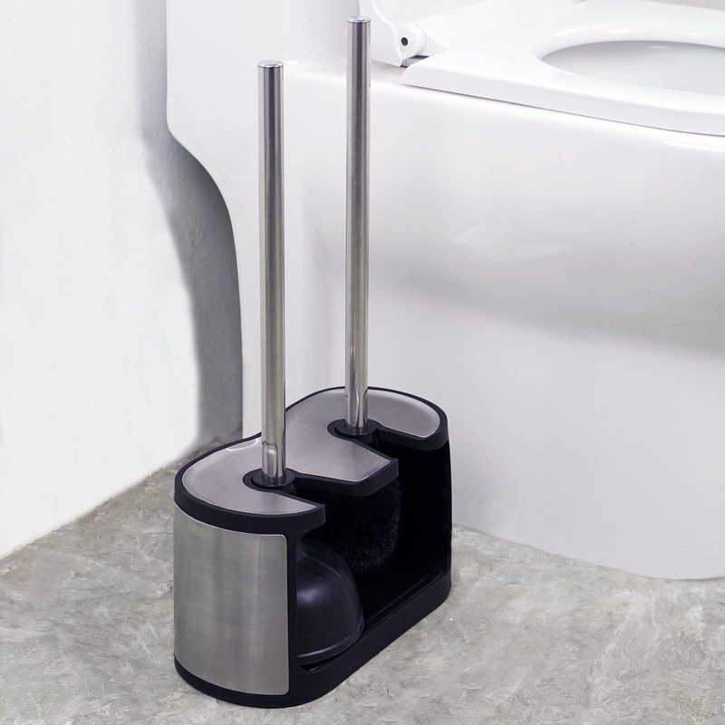 Casaphoria Stainless Steel Toilet Bowl Brush with Holder and Plunger