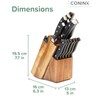 Coninx Universal Knife Block with Built-In Sharpener – 15-Slot Acacia