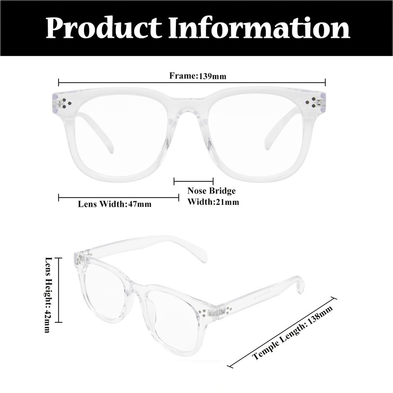 LJCZKA Blue Light Blocking Glasses for Women Men Retro Square