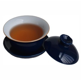 ZHCHSH Bowl 6oz/180ml Blue Glaze Porcelain Cup with Saucer and Lid Gaiwan Gongfu Tea Coffee Set