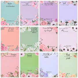 12 Pack Bible Sticky Notes - 360 Sheets Inspirational Memo Pads 4x3 Inch Floral Design Self-Stick Note Pads Bible Verse Quotes Notepads Gifts for Writing Notes Back to School Gifts Office Supplies