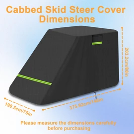 Skid Steer Loader Cover, Heavy Duty 600D Waterproof Oxford Cloth Skid Steer Cover, Rainproof Snow Wind UV Dust, with Zipper Door Air Vents Reflective Strips, for Kubota Caterpillar Case Bobcat Etc