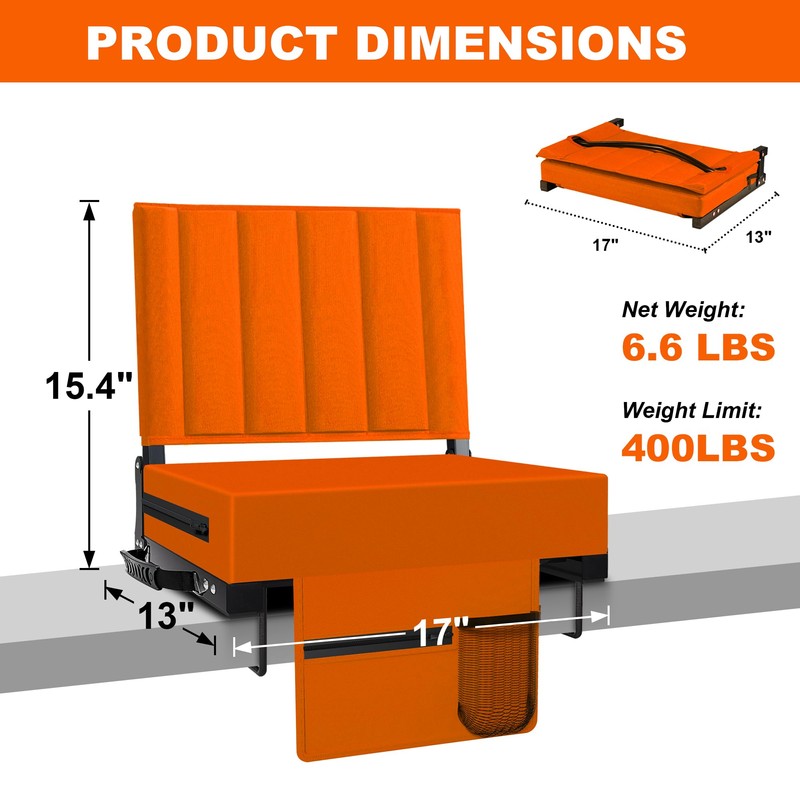 Aliphon Stadium Seat for Bleachers with Back Support and Cushion,