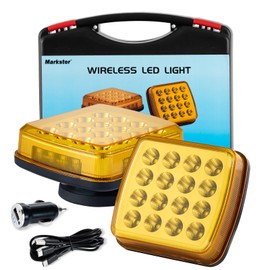 Markstor Wireless LED Road Flares for Emergency,Rechargeable Safety Flashing Lights for Vehicles,Portable Strobe Light Magnetic Emergency Strobe Light Kit for Trucks (Amber) (Amber)