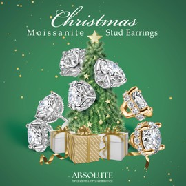 Moissanite Earrings Studs Earrings for Women Sterling Silver Stud Earrings Sensitive Earrings For Women Hypoallergenic Gift for Mom on Mother's Day ABSOLUTE