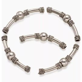 Pandahall 5pcs Tibetan-Style Alloy Curving Tube Beads Antique Silver Bar 50x4mm