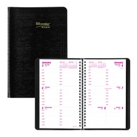 Brownline 2022 Essential Weekly Planner, Appointment Book, 12 Months, January to December, Twin-Wire Binding, 8" x 5", Black (CB75.BLK-22)