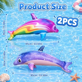 2 Pack Inflatable Dolphin Beach Inflatables 90cm Large Dolphin Float For Pool Ocean Summer Party Swimming Lake Water Fun Heavy Duty Easy Inflate Portable