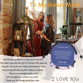 Bonus Mom Bracelet Gifts from Daughter Son Hematite Crystal Beaded I Love You Morse Code Bracelets for Stepmom Mothers Day Gift for Step Mom Birthday Gift for Stepmother
