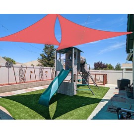 Coarbor 25'x25'x25' Sun Shade Sail Triangle Heavy Duty Fabric Cloth Screen for Patio Garden Yard Deck Pergola Canopy Water Permeable & UV Resistant (Red)