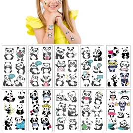 Waterproof Panda Temporary Tattoos for Kids Fun Cartoon Animal Stickers Safe Fake Tattoo Stickers for Children Party Favors