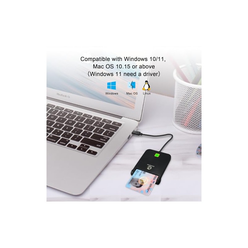 ZOWEETEK CAC Reader USB C, lector de tarjetas CAC militar,