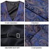 Hi-Tie Men's Silk Suit Vest Necktie Pocket Square Cufflinks Set