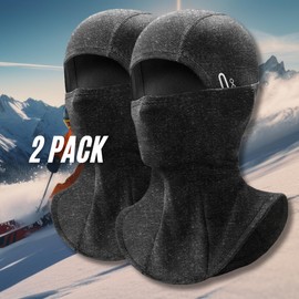 Unihauser Gear [ 2 Pack ] Balaclava Thermal Ski Mask | Warm Fleeced, Cold Weather Essential Addon to Outdoor Enthusiast's Collection and Motorcycle Accessories (Charcoal)