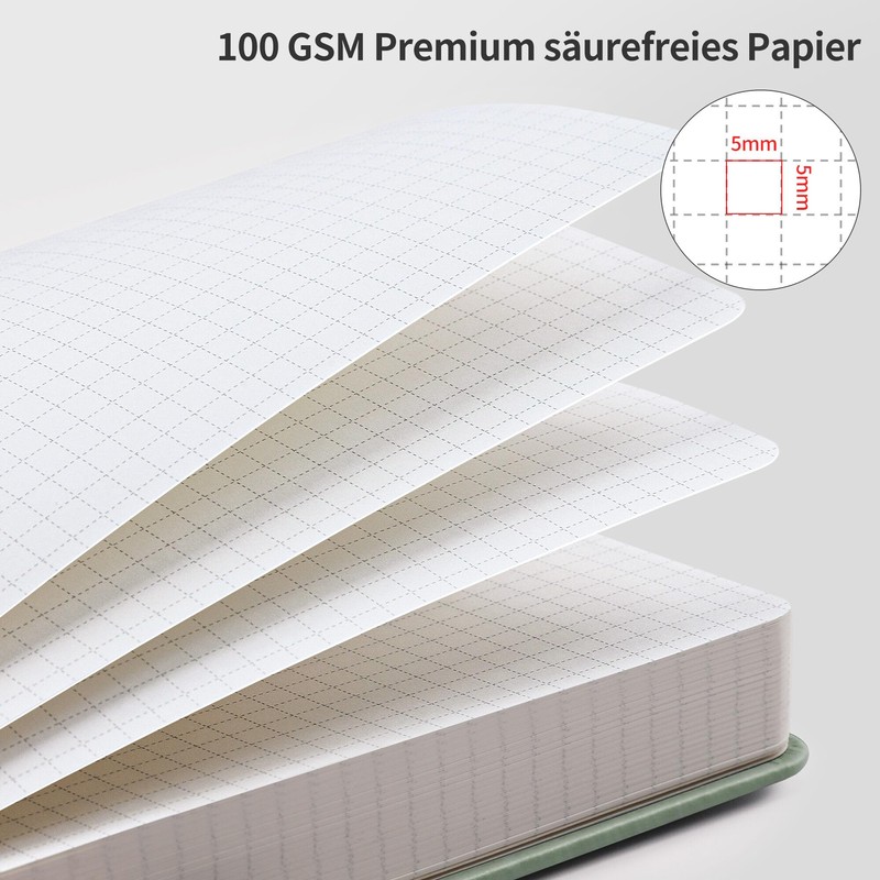 RETTACY Notebook B5 Squared, Bullet Journal with 100 g/m² Thick
