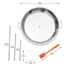 EZCOL Vertical Stainless Steel BBQ Skewer with Large 13” Base & 3 Spikes (7”, 9”, and 12”) - Ideal for Grilling, Oven, Roasting, Shawarma and Shish Kebabs - Includes Bonus Silicone Brush, Silver