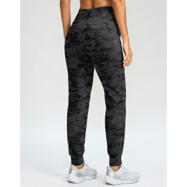 G Gradual Women's Fleece Lined Joggers 28"/30"/32" High Waisted Sweatpants Water Resistant Thermal Warm Pants Zipper Pockets(Grey Camo,30-Small)