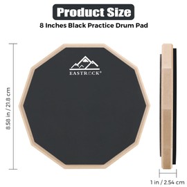 EASTROCK Practice Drum Pad, 8 Inches Double Sided Silent Drum Pad, Silicone Dumb Drum for Beginners,Black