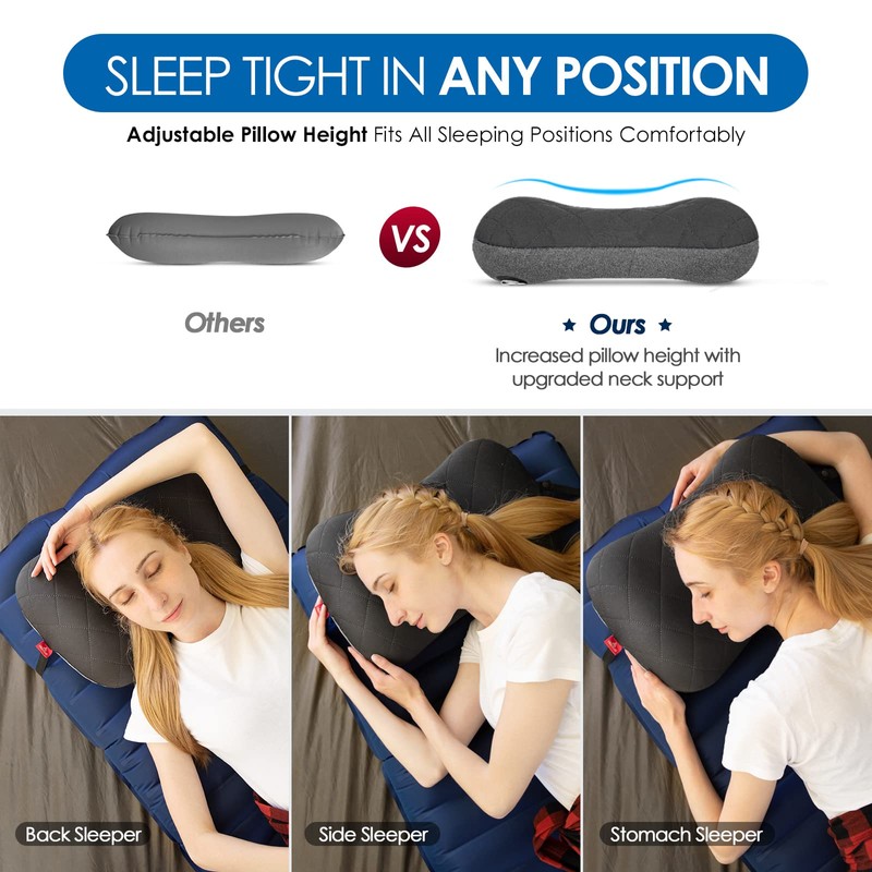 Hikenture Ultralight Inflatable Pillow with Removable Cover for Neck Lumber