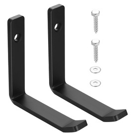 Qeapug 2 Pcs Garage Hooks, Heavy Duty Wall Hooks, J Shape Hooks, Metal Tools Storage Hooks Wall Mounted Heavy Duty for Hanging, Garage, Truck, Home Equipment Organizer, J Hook Set, Black