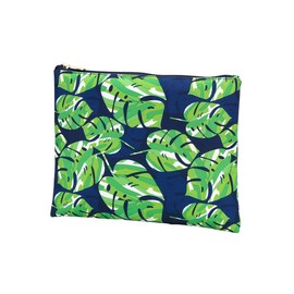 101 BEACH Women's Fashion Print Cosmetic Makeup Accessory Zippered Pouch (LOLA - GREEN NAVY LEAF)