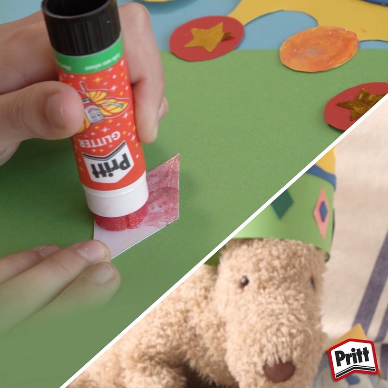 Pritt PGGS2 - Colla Stick colorata con Glitter, rosso/giallo