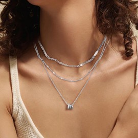 MOROTOLE Silver Necklaces for Women Choker Necklace Layered Necklaces for Women Sterling Silver Necklace