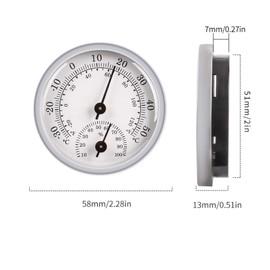 IKadiya Analogue Precision Thermo-Hygrometer, Room Thermometer & Hydrometer for Comfortable Room Temperature, for Room Climate Control, Analogue, Control of Temperature and Humidity, Silver