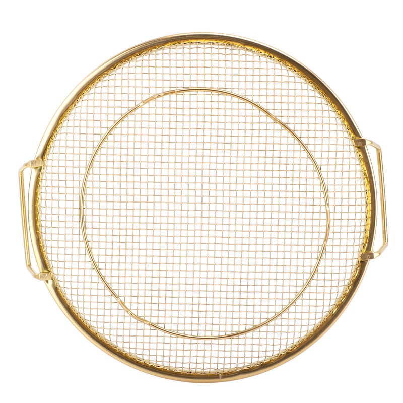 Stainless Steel Fruit Basket Double Handles Metal Mesh Drain Round