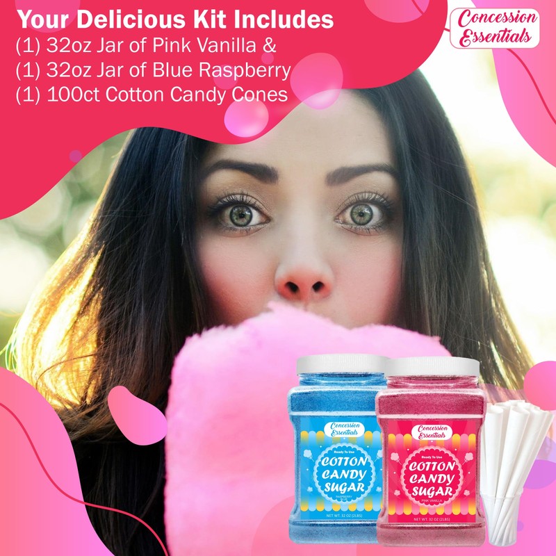 Cotton Candy Floss Sugar -Pink Vanilla and Blue Raspberry /2lb