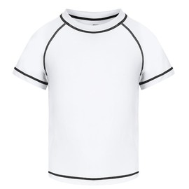 Csqtongan Boys' Swimming Shirt UV Shirt Swimming Top Swimming Shirt Kids Short Sleeves Rash Guard Swimwear Quick Dry T-Shirt, White