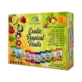CHAVI Freeze Dried Exotic Tropical Fruits | Pack of 10 | Gift Box - No Added Sugars or Preservatives - Non-GMO, Vegan, Gluten-Free | 180 g | 6.4 oz