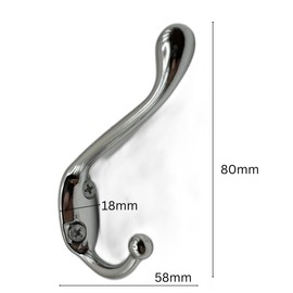Adirect Robe Hook Strong Hight Quality Aluminum Alloy Hanger Hooks with Screw use in Back Door Kitchen Wall Mounted Bathroom Hanging Coat Clother Towel Hat Key Scarf Bag Cap 1 Pack of 2 (2, Chrome)