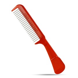 The Hair Doctor Handle Comb with silky smooth rotating teeth reduces hair breakage and hair loss (22 Stainless Teeth, Red)