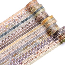 YUBBAEX 20 Rolls Vintage Washi Tape Set Skinny Antique Masking Retro Artwork Decorative Tapes for Arts, DIY Crafts, Journals, Planners, Scrapbook, Wrapping (Romantic Moments)