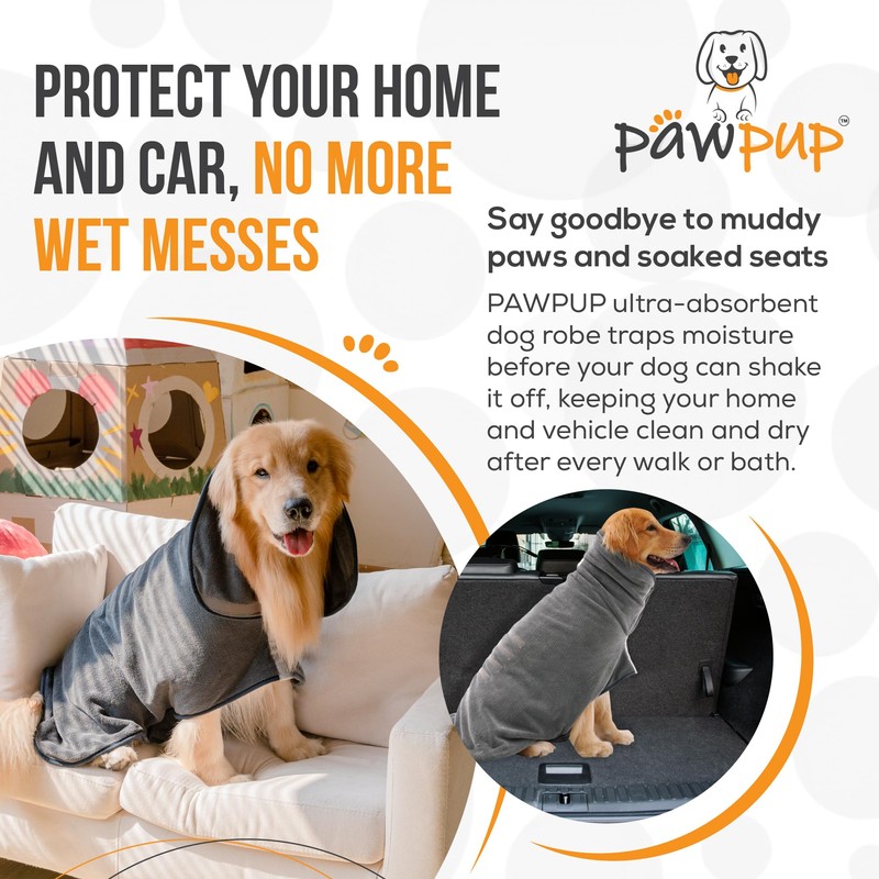 PAWPUP® Dog Drying Coat - Double Layer Ultra Absorbent Microfibre
