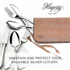 Hagerty Silver Guard Cutlery Roll Cutlery Bag for Silver and Silver-Plated 43.5 x 43 cm I Practical Silver Cutlery Storage with Tarnish Protection I Cutlery Holder for Table Forks with 12 Compartments