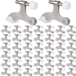 Chumia 48 piezas de tope de puerta con bisagra cepillada satinada, protector de pared ajustable de alta resistencia con puntas de parachoques de goma 