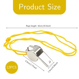 BEILUBANG 12 Pcs Metal Whistle, Professional Sports Whistle with Lanyard, High Decibel Emergency Whistle, Loud and Crisp Referee Whistle, Referee, Coach, Training, School, Officials