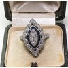 Cutesmile Antique Edwardian Silver Filled Blue Sapphire CZ Crystal Eye-Shape