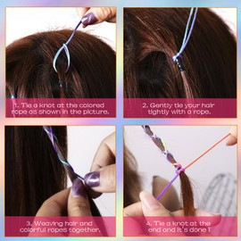 Pack of 60 Premium Quality Dreadlock Hair Bobbles, Braided Rainbow Hair Ropes, Colour Gradient Hair Strands for DIY & Party Stylings, Girls Hair Accessories, 90 cm for Dreads for Braiding