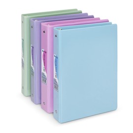 Enday 1 Inch Binder - 1 Inch 3 Ring Binder, Round Ring Pastel with Clear View Cover for Letter Size 8.5 x 11'' Paper & 2 Inside Pockets, for School Supplies, Office, & Home - 4 Pack