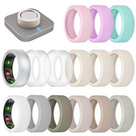 BandRain 15 Pack Ultra-Thin Ring Covers Compatible with Oura Ring Gen 4/3 Cover, Anti-Scratch Silicone Protector Accessories for Women Men (15 Pack - Set 6, S for 6/7/8/9/10)
