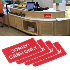 SG Store 20 x Sorry Cash Only 75mm x 38mm Cash Only Waterproof Outdoor Vinyl Stickers for Shops Cafes Cars Taxis Business Offices Red